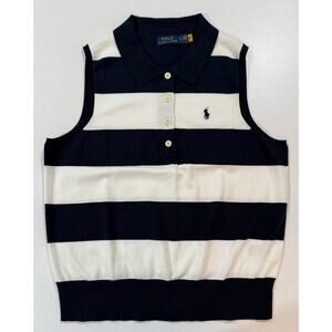Polo Ralph Lauren US Open Logo Polo Striped Women’s Top Size Large (118)